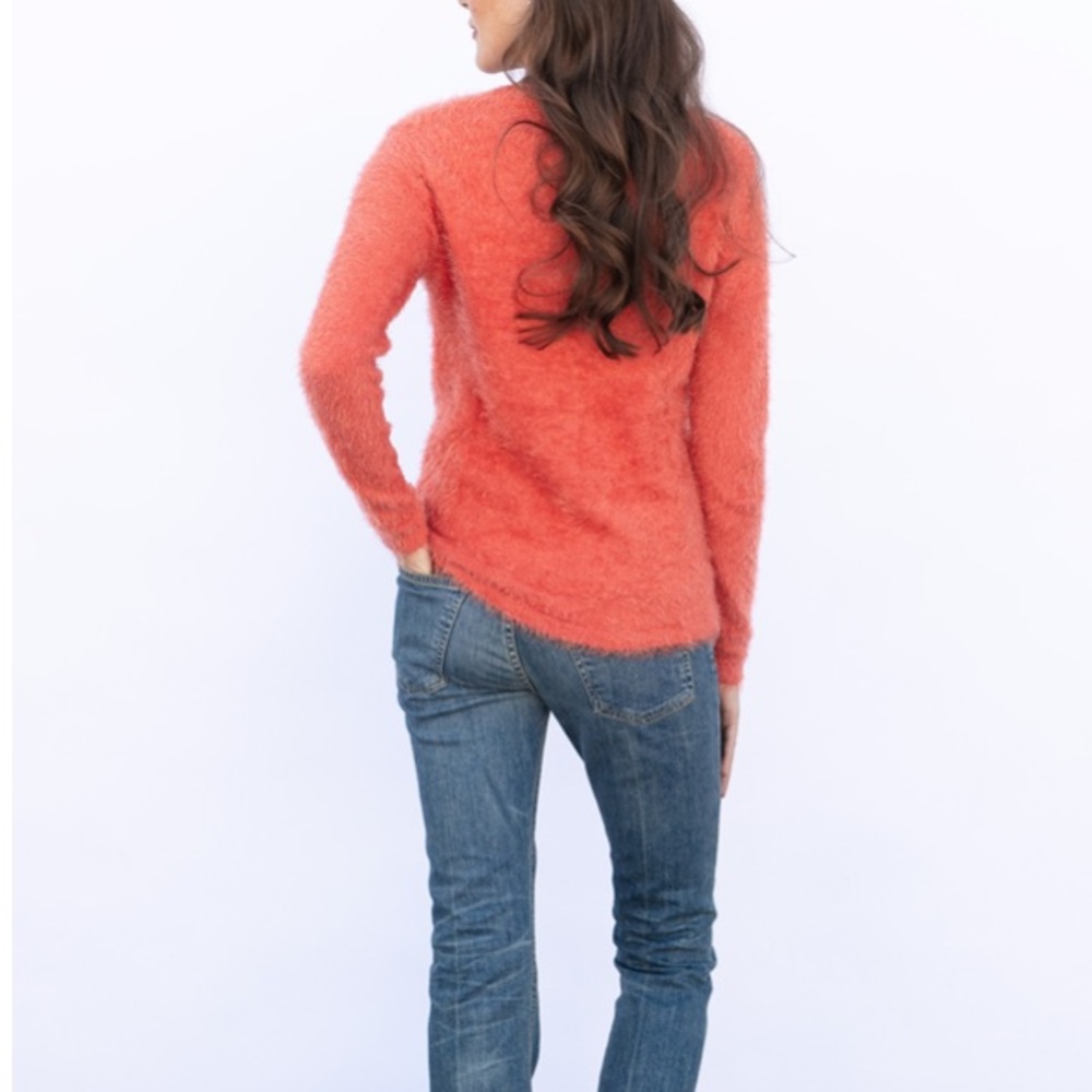 Evy’s tree Ruthie orange eyelash v neck sweater XS - Picture 6 of 13